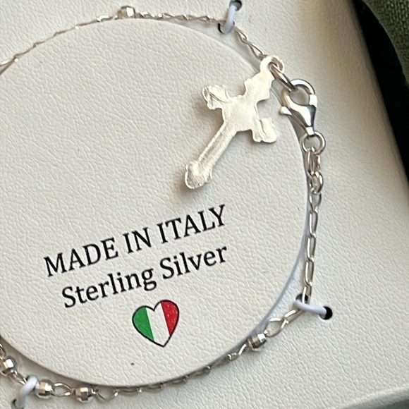Brand New Sterling Silver Cross Bracelet Religious Christian Jesus Made in Italy - Picture 7 of 14